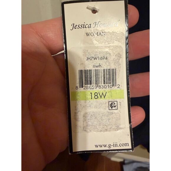 Jessica Howard Navy White Sleeveless Midi Sheath Dress Plus Sz 18W - Picture 8 of 11